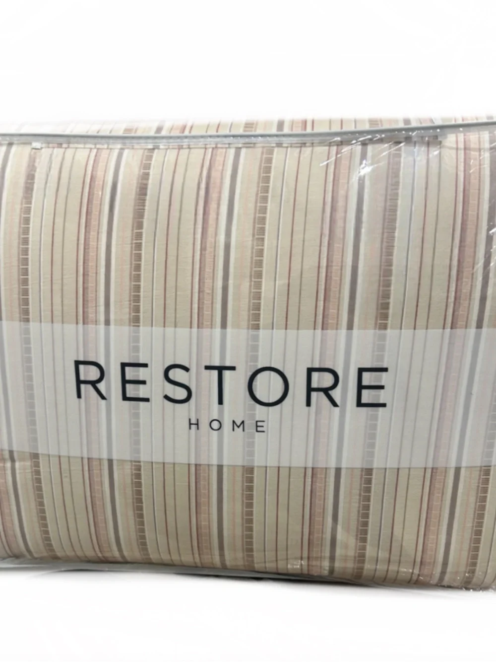 Restore Home Striped Tan and MulticolorQueen Comforter Set 90”x90”